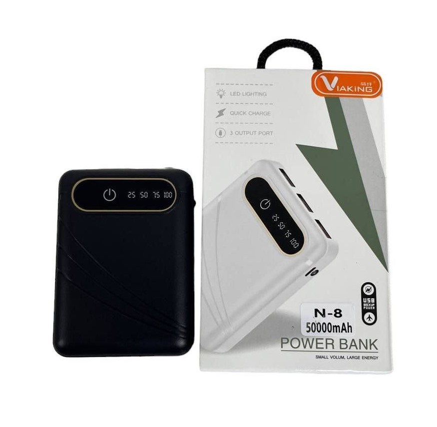 Power Bank Viaking 50000 mAh з вбудованим LCD-дисплеєм N-8 Чорний