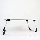 Складаний столик-підставка для ноутбука та планшета (60x40см), Рожевий / Портативний багатофункціональний столик у ліжко, фото 4