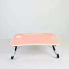 Складаний столик-підставка для ноутбука та планшета (60x40см), Рожевий / Портативний багатофункціональний столик у ліжко, фото 9