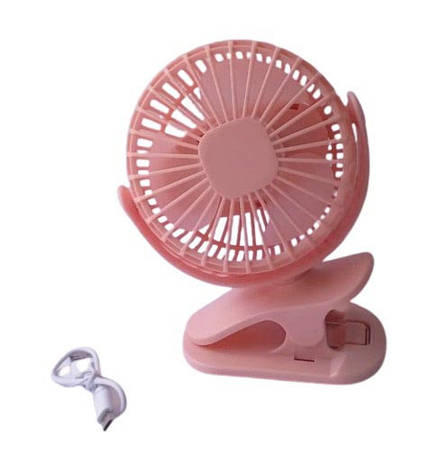 Портативний акумуляторний міні вентилятор Portable Fan Прищіпка USB Рожевий, фото 1
