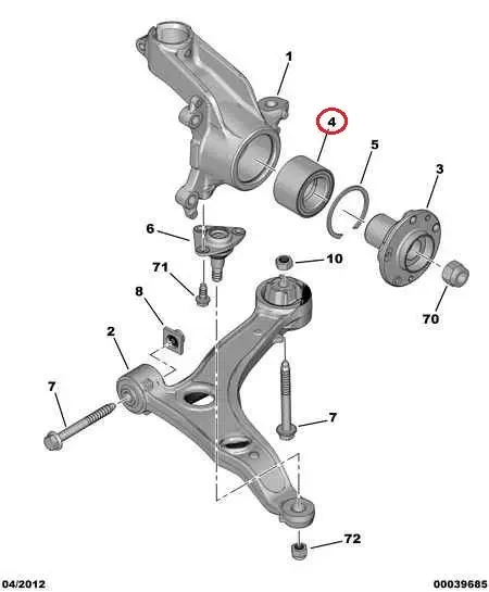 Підшипник передньої маточини на Fiat Ducato 250, Peugeot Boxer 3, Citroen Jumper 3 (2006-2014), 51745702, 3326