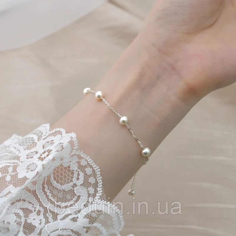 Срібний ніжний браслет з натуральними річковими перлами — срібло 925 проби EGYPT SILVER