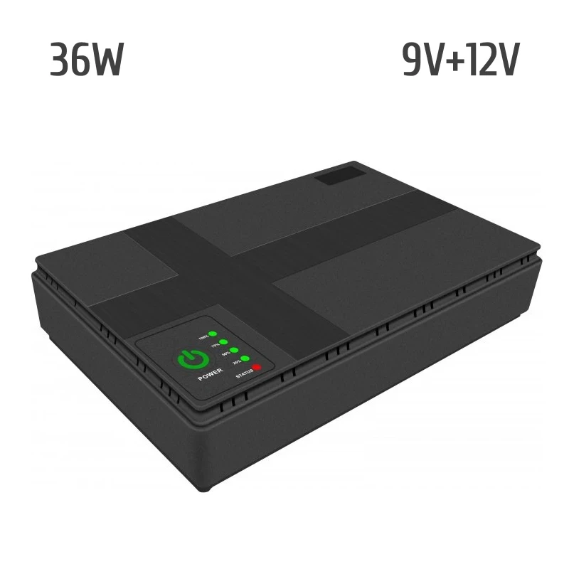 Mini UPS 36W, Powerbank на 10400Mah, Виходи USB, DC 5V, 9V, 12V, POE. ДБЖ для Роутерів — Чорний, фото 1