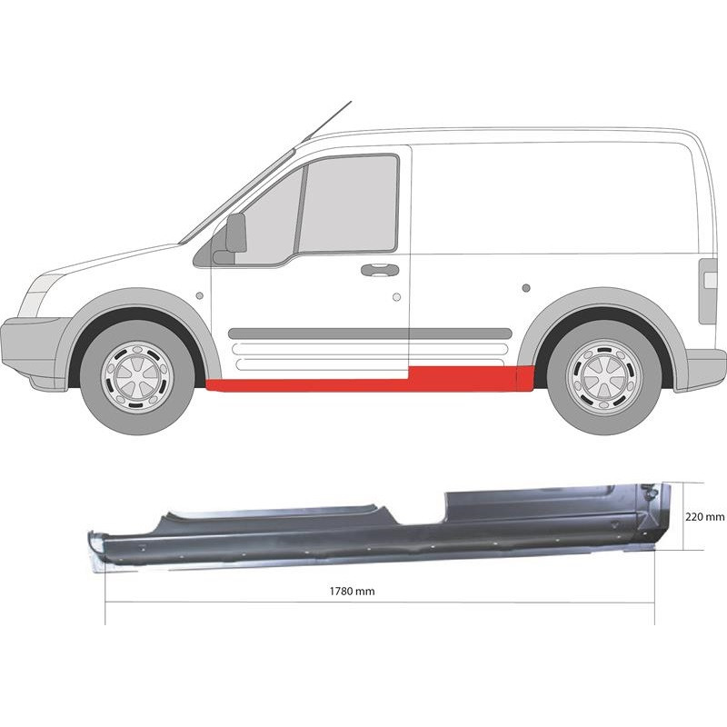 Поріг FORD TRANSIT CONNECT (03-13 р.) 2 дв лівий (вир-во KLOKKERHOLM)