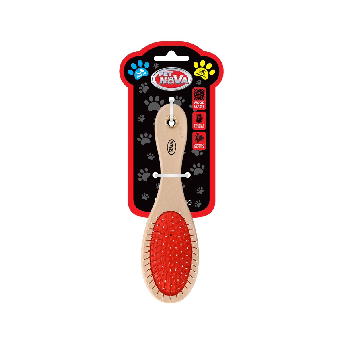 Щітка-слікер для тварин Pet Nova DoubleBrush дерев'яна двостороння розмір M