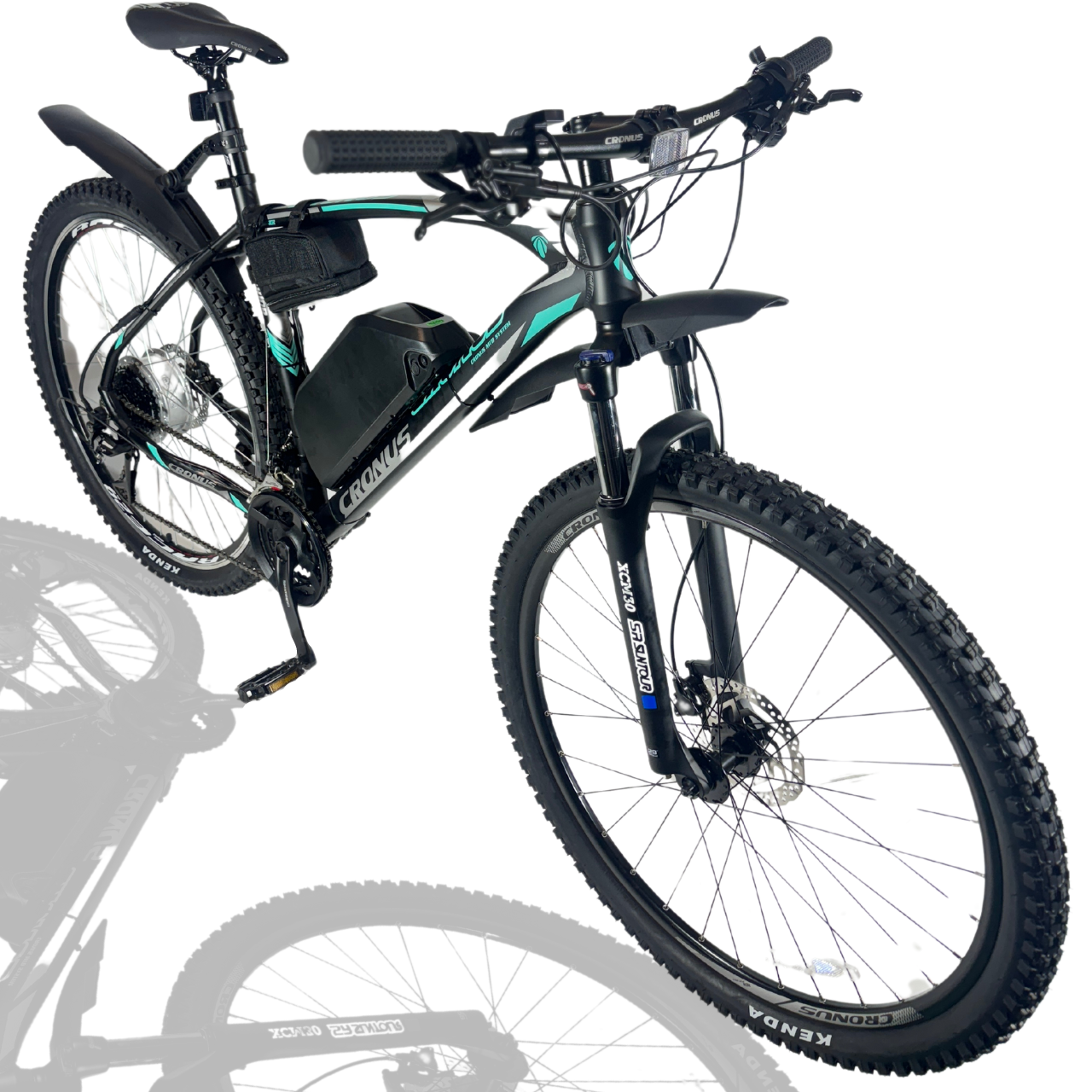 Електровелосипед CRONUS 29" Warrior 2024 Рама 21" black-turquoise 15ah 500В 48В з малим дисплеєм