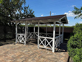 Дерев'яна альтанка 4 на 3 м, розбірна (на 14-16 осіб)