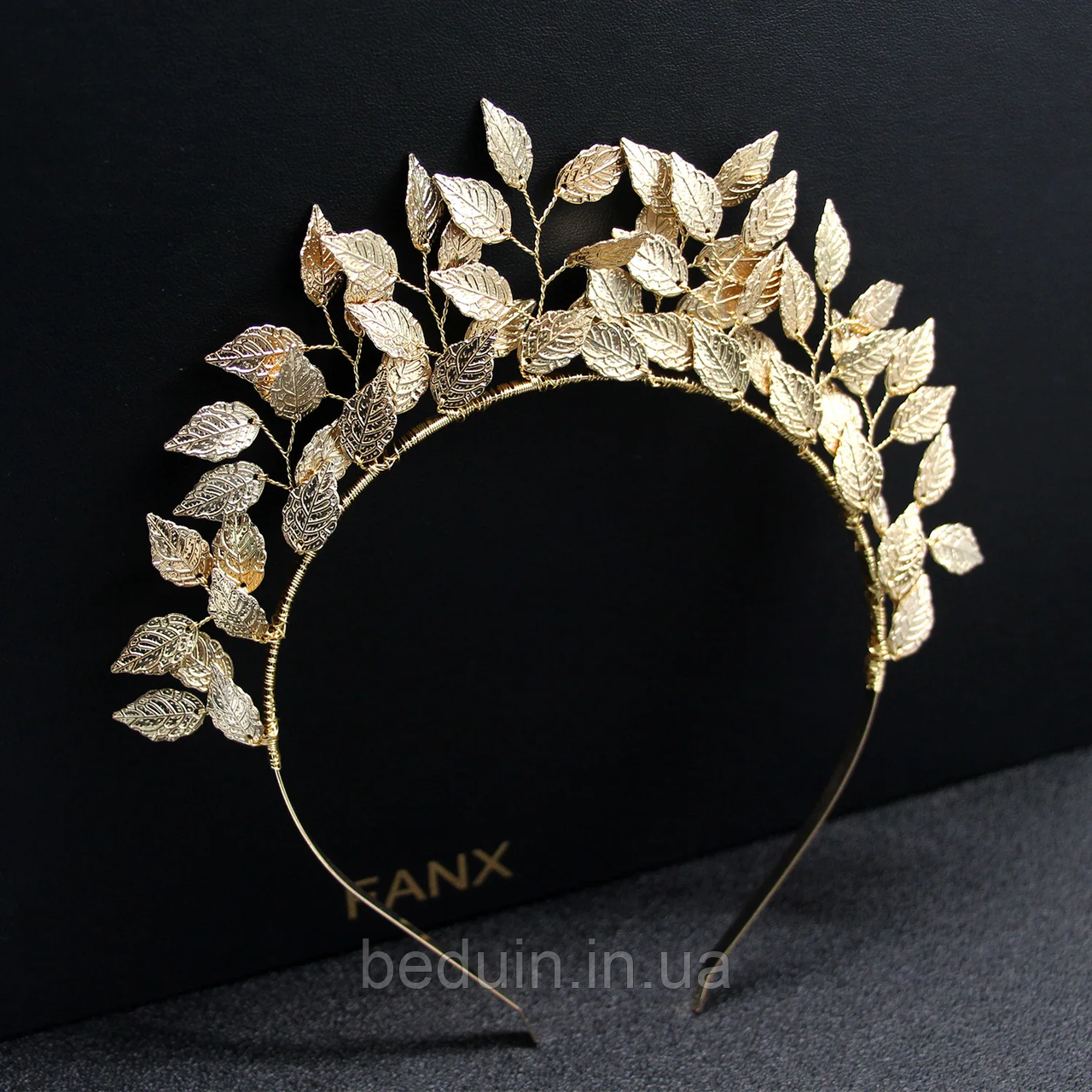 Лавровий вінок обруч на голову з листиками, для фотосесії — золотистий Aushal Jewellery