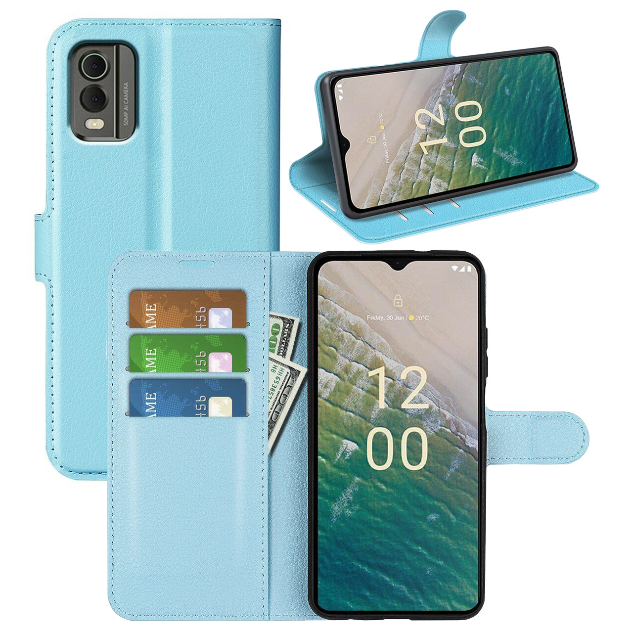 Чохол-книжка Litchie Wallet для Nokia C32 Light Blue