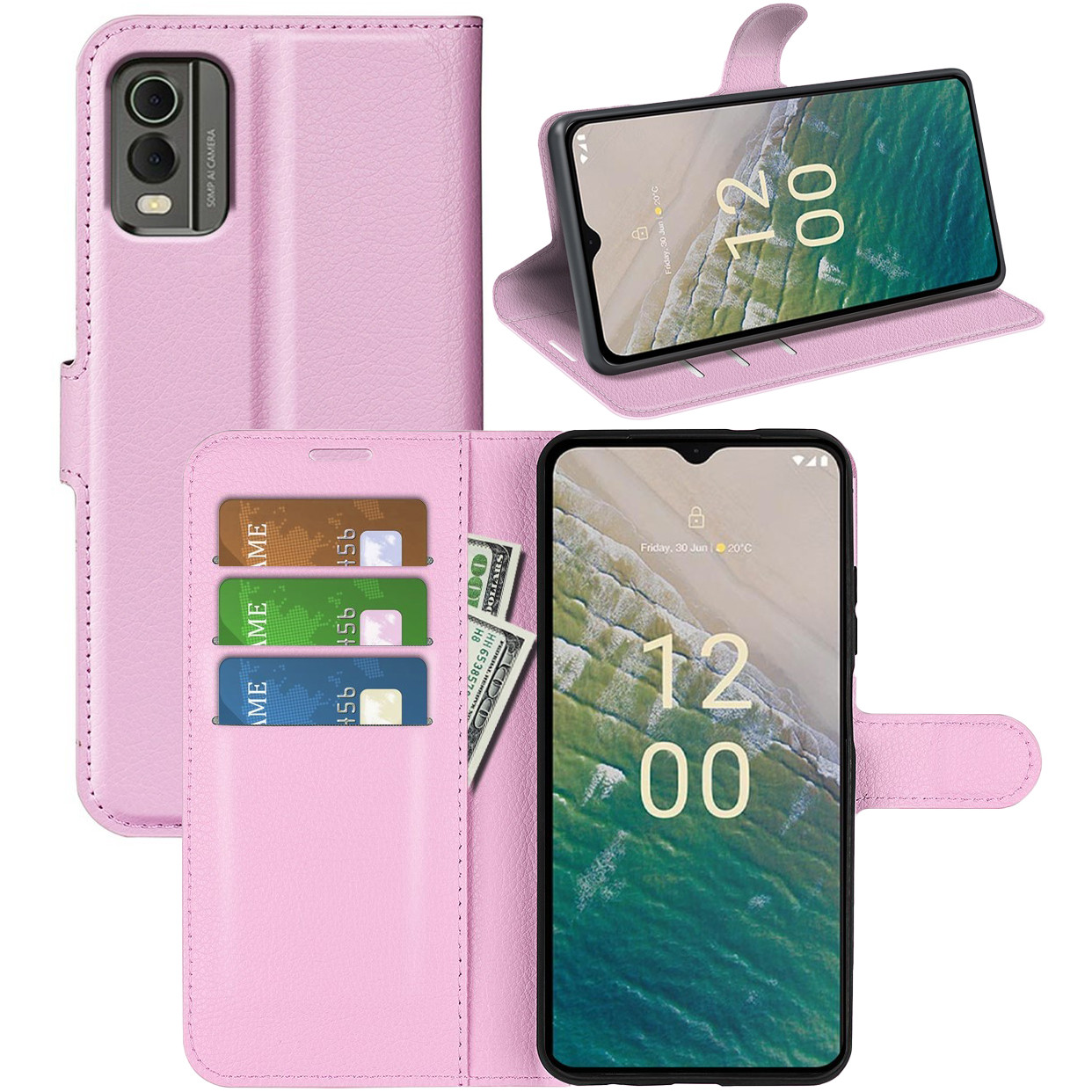 Чохол-книжка Litchie Wallet для Nokia C32 Light Pink