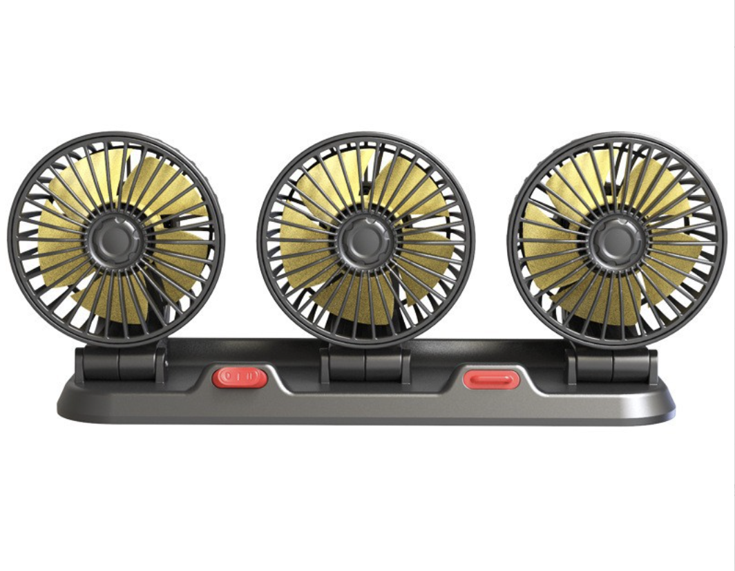 Автомобільний вентилятор потрійний 12V з табличкою номера телефону