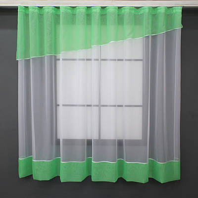 Кухонна фіранка (280х170см.), на карниз 1,5-2м. Колір білий з м'ятним. Код 047к  52-0865