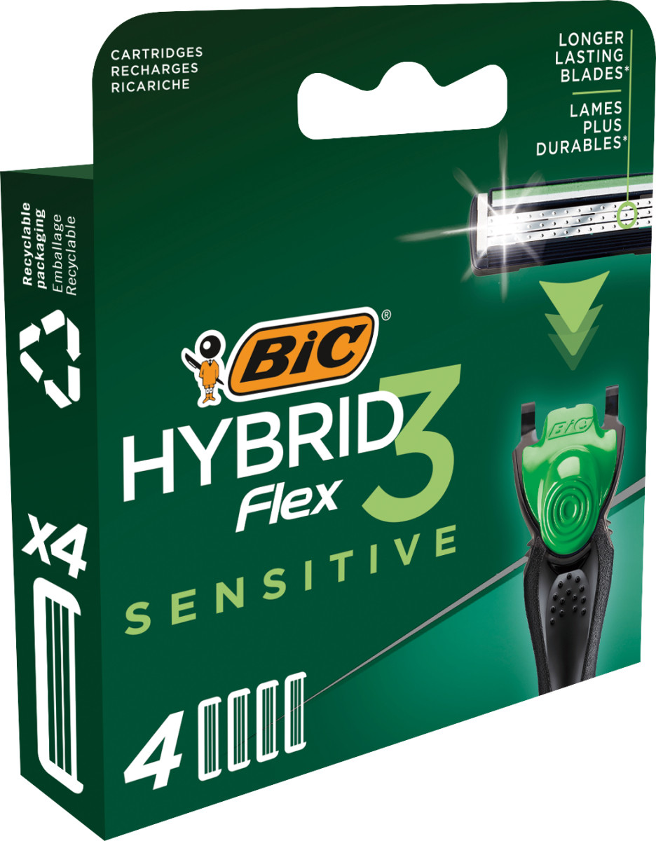 Змінні картриджі BIC Hybrid 3 Flex Sensitive 4шт. (БІК), фото 1