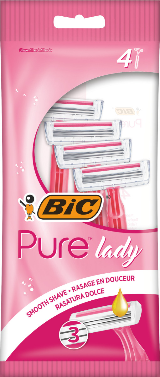 Набір бритв BIC Pure 3 Pink без змінних картриджів 4шт.(БІК), фото 1