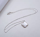 Срібне кольє чотирилисник з перламутром, фото 3