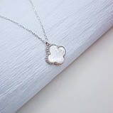 Срібне кольє чотирилисник з перламутром, фото 2