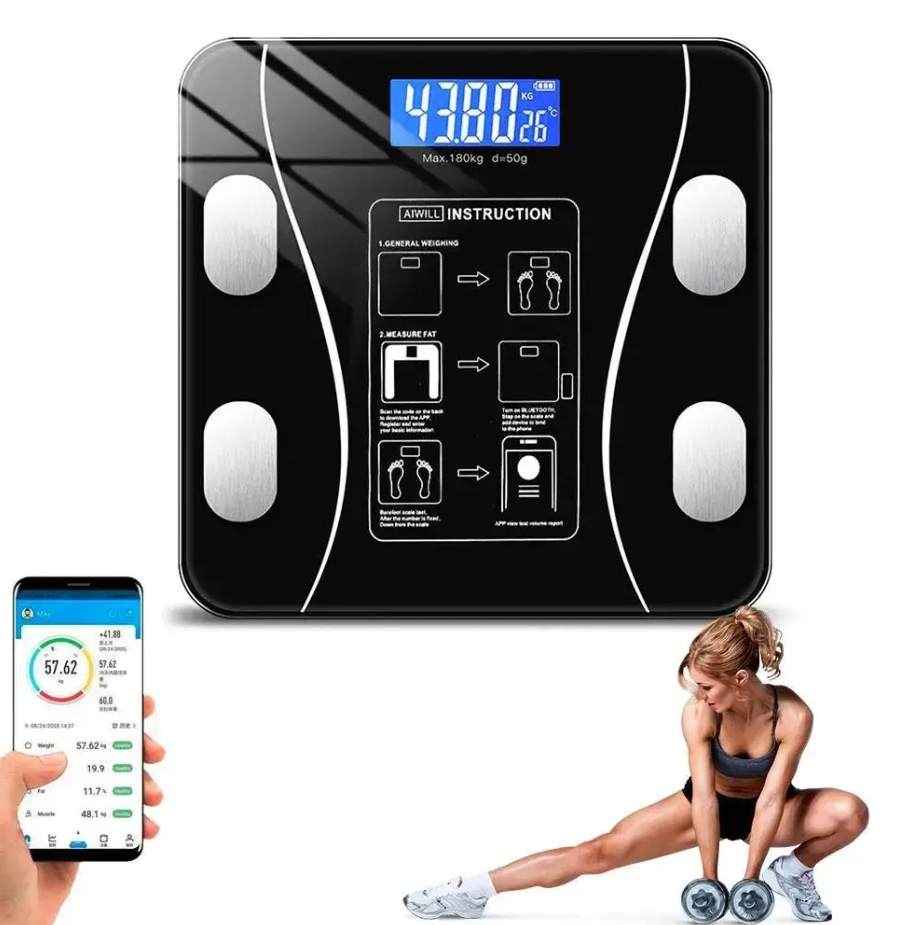 Весы для тела напольные бытовые электронные до 200 кг с памятью ...