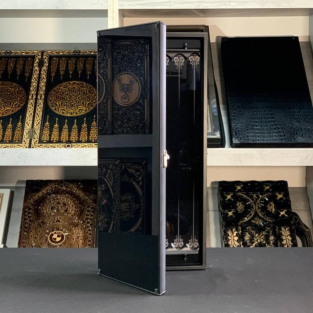 Нарди зі скла, чорні, мінімалістичні