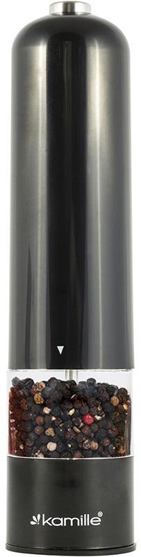 Млин для спецій Kamille електричний 22 см, чорний, фото 1