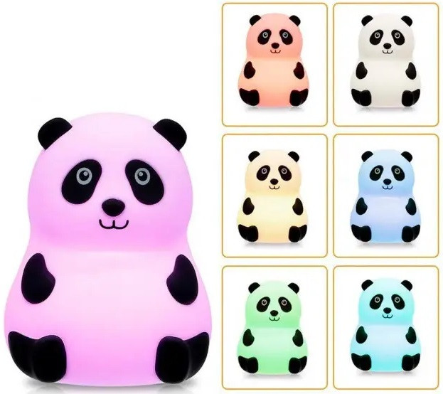 Нічний LED світильник силіконовий Панда з акумулятором, фото 1