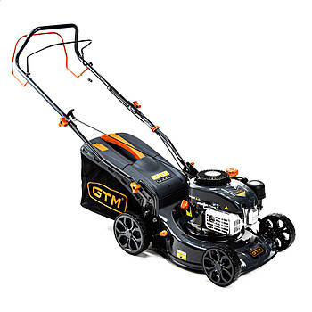 GTM Газонокосарка бензо. LM42-SP, 4к.с., ширина захвату 42см, висота скош. 25-75мм, травозбірник 45л, самохідна