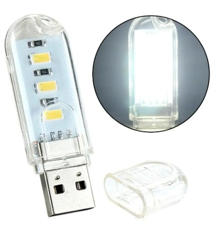 Універсальна світлодіодна USB-лампочка ліхтарик — флешка 3LED 1,5W 6000К (біле світло) 5V, фото 1