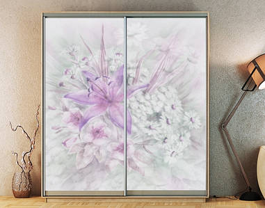 Наклейка на шафу-купе 220 х 74 см на 2 двері  квіти (БП_а_fl103328)