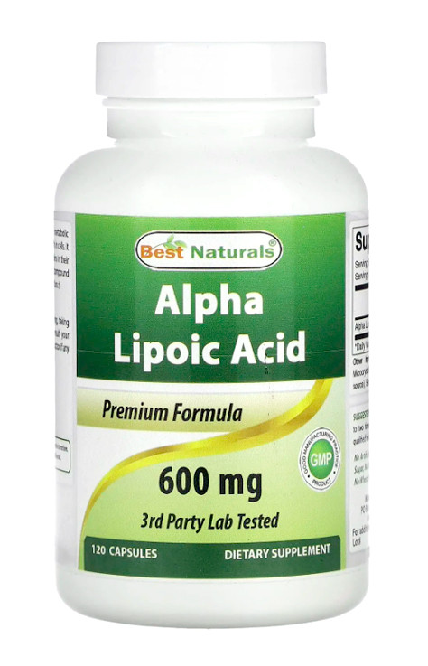 Альфа-ліпоєва кислота 600 мг Best Naturals Alpha Lipoic Acid 120 капс США
