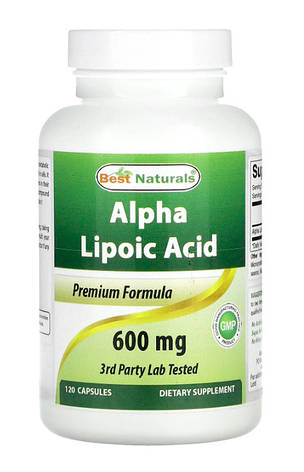 Антиоксидант Альфа-ліпоєва кислота 600 мг Best Naturals Alpha Lipoic Acid 120 капс США, фото 1