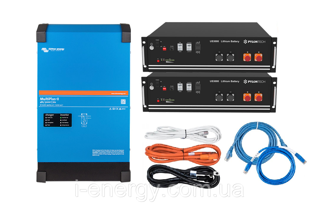 Комплект безперебійного живлення (ДБЖ) 7 кВт·год MultiPlus-II 48/5000/70-50 GX + 2 акумулятора Pylontech US3000