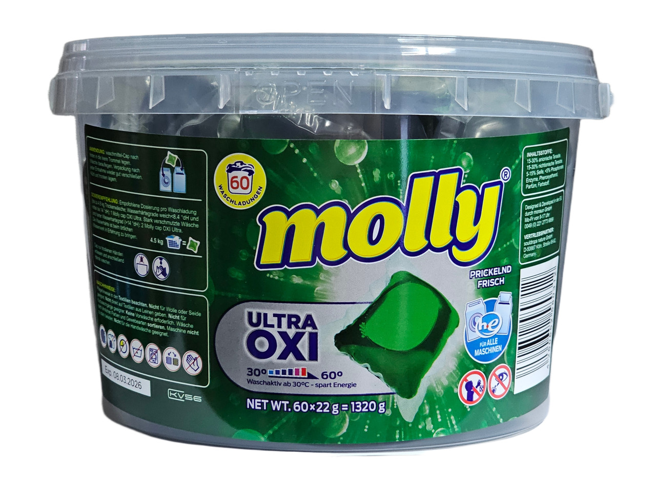 Капсули для прання MOLLY ULTRA OXY зелені однокомпонентні 60 шт 4260652580312