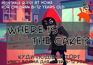 PDF: Готовий Квест Сценарій Для Дітей "Where is the cake?" версія АНГЛІЙСЬКА 8-12років (printable)