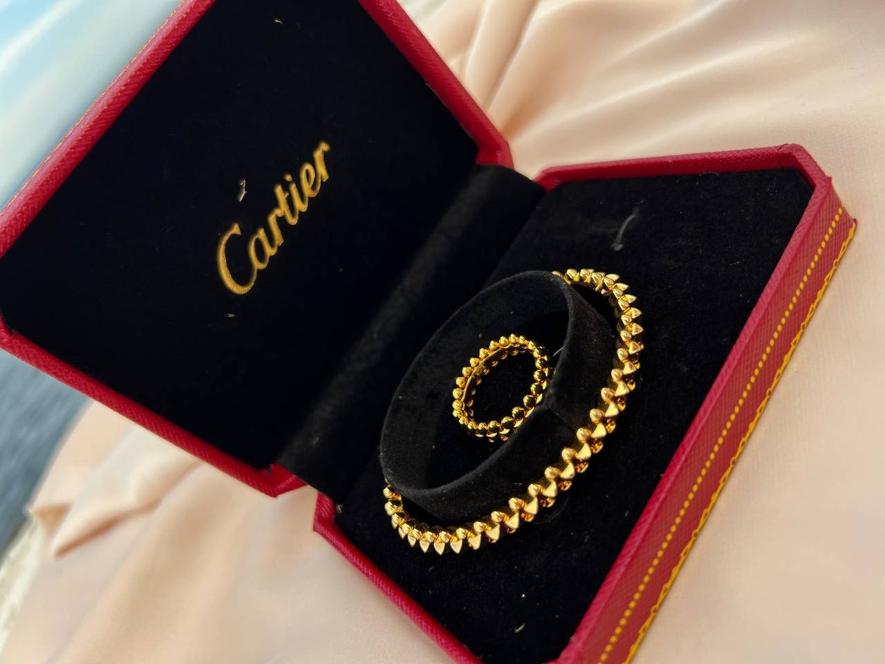 Cartier кільце та браслет із ЗУБЧИКАМИ / Cartier набір/ Красива подарункова упаковка - коробочка з оксамитом та пакет