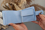 Жіночий шкіряний гаманець блакитний з колосками Пшениці, фото 5