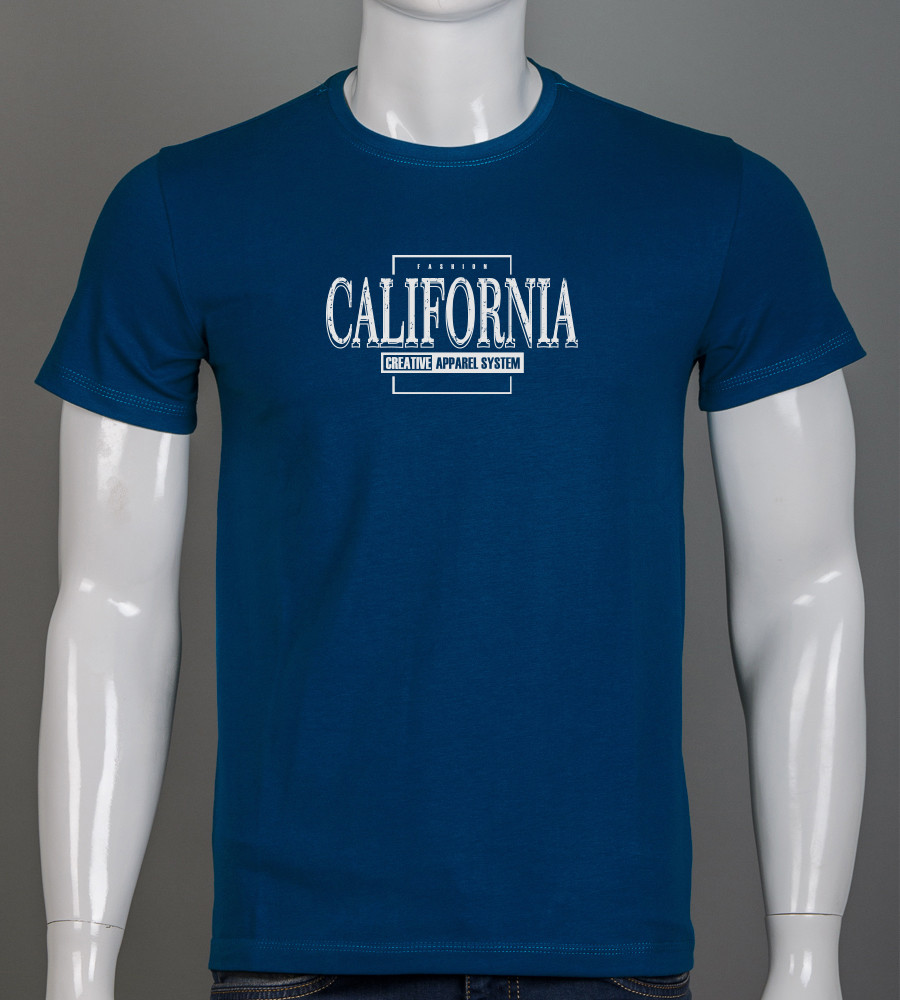 Футболка чоловіча California 2406м (Уп.4шт M-XXL), Петроль