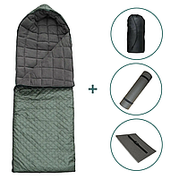 Зимний спальный мешок до -30 на флисе хаки с капюшоном зимний спальник флис спальный мешок зима