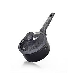 Ківш зі скляною кришкою "Charm Stone" 16х7.8 см/1.4 л з антипригарним покриттям EcoStone Fissman