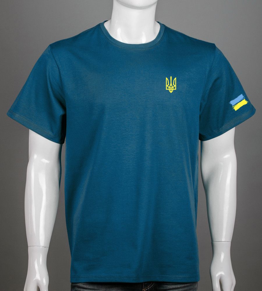 Футболка батал Тризуб UA 2306б (Уп.4шт 3XL,4XL), Петроль