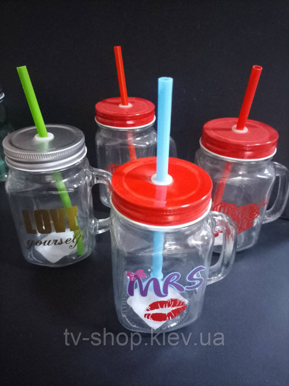Банка для смузі і коктейлів Любов (джар) 480 мл, фото 1