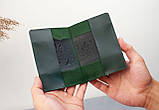 Обкладинка ПАСПОРТ шкіряна зелена з тисненням Тризуб Герб України, фото 3