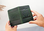Обкладинка ПАСПОРТ шкіряна зелена з тисненням Тризуб Герб України, фото 2