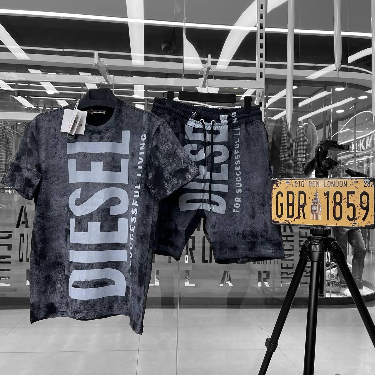 Чоловічий костюм шорти та футболка Diesel CK8272 чорний S, фото 1