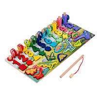 Деревянная игрушка Центр развивающий Limo Toy MD 2758 фигурки, рыбалка, цифры, динозавры, Time Toys