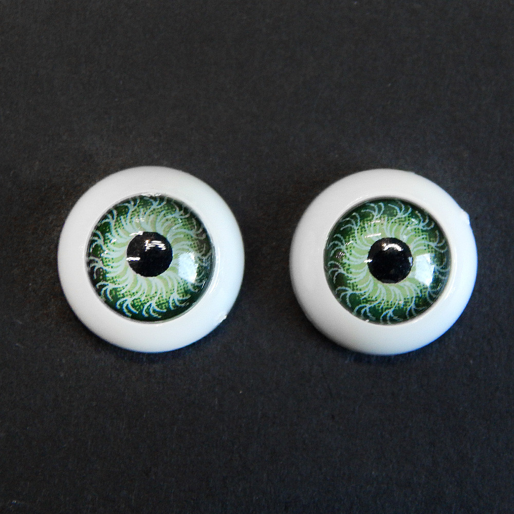 Очі для ляльок круглі "живі", 12 мм, зелені