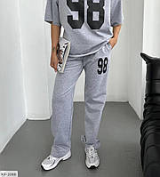 Спортивний костюм жіночий літній зручний повсякденний футболка та штани двонитка вільний розмір 42-46