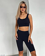 Костюм жіночий обтислий топ і велосипедки до коліна для тренувань, у зал у рубчик розміри 42-46