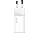 Мережевий зарядний пристрій Baseus Super Si Quick Charger 1C 20W EU White, Type-C, Quick Charge 3.0, фото 2
