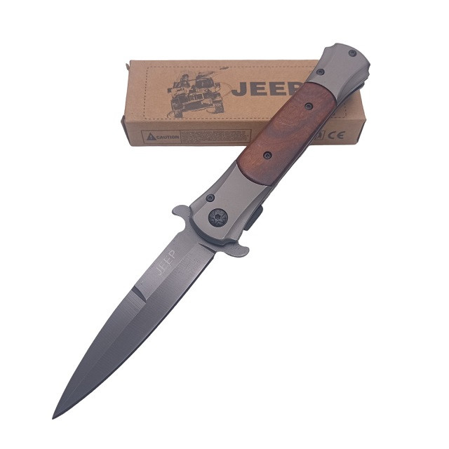 Розкладний ніж Jeep DA309 з кліпсою 22см Brown-Black (7_00910)