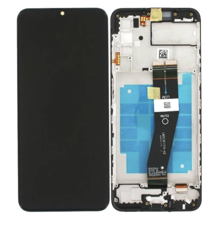 Дисплей (екран) для Samsung A037G Galaxy A03s + тачскрин, чорний, з чорним шлейфом, з передньою панеллю