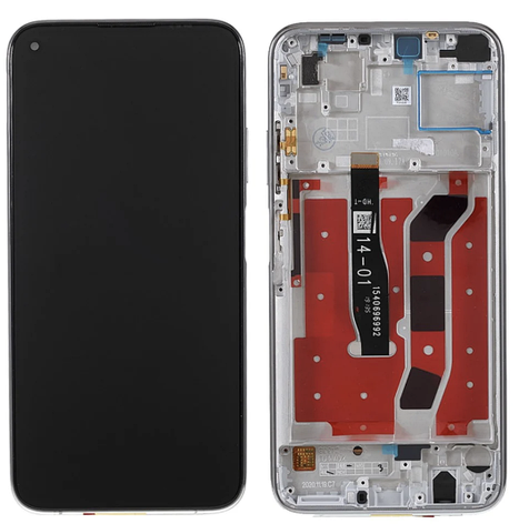 Дисплей (екран) для Huawei P40 Lite 4G + touchscreen, чорний, з передньою панеллю сріблястого кольору, Light, фото 1